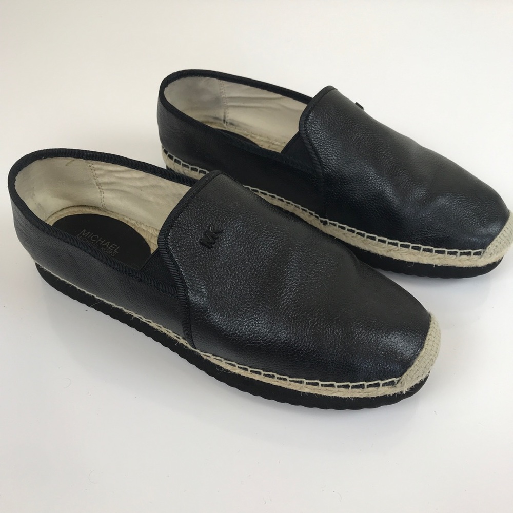 Michael Kors Black Leather Espadrilles